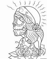 Coloring Pages Dead Skull Gypsy Printable Catrina Girl Calavera Sugar Skulls Adults Color Coloriage Print Drawing Getcolorings Woman Getdrawings Colorings sketch template