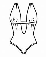 Plunge Swimsuit sketch template