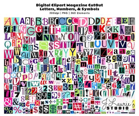 digital magazine cutout alphabet ransom note etsy