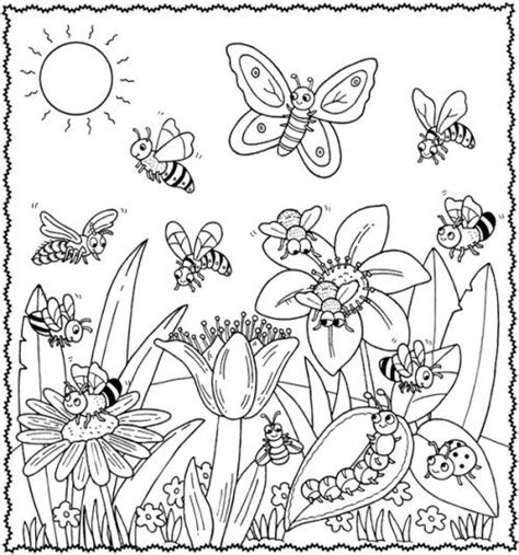 happy animal   spring flower coloring pages bug coloring