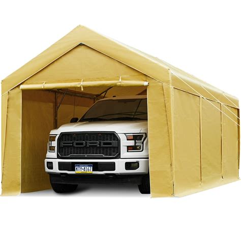 finfree    ft heavy duty carport car canopy  removable sidewalls  doors
