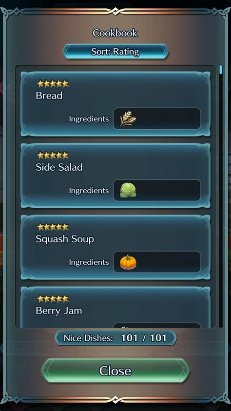 just completed feh s most useless achievement 5 for every recipe in