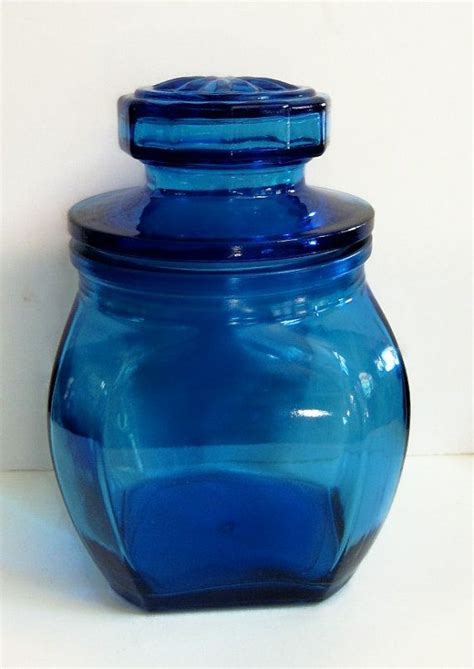 Vintage Cobalt Blue Glass Apothecary Jar Blue Glass Ginger Etsy