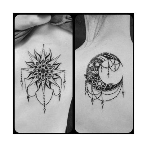 sun moon sister tattoos liked on polyvore featuring