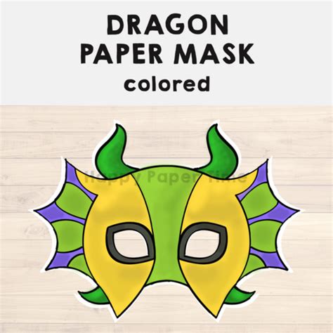 dragon paper mask printable fairytale animal craft activity costume
