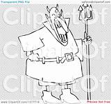 Pitchfork Outlined Devil Laughing Holding Illustration Royalty Clipart Vector Djart sketch template