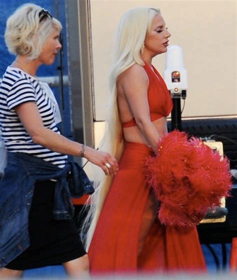 lady gaga picture 1225 lady gaga in a red dress for a scene in