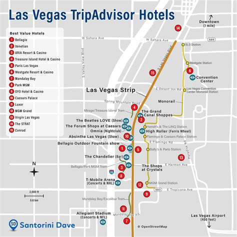 las vegas hotel map  strip