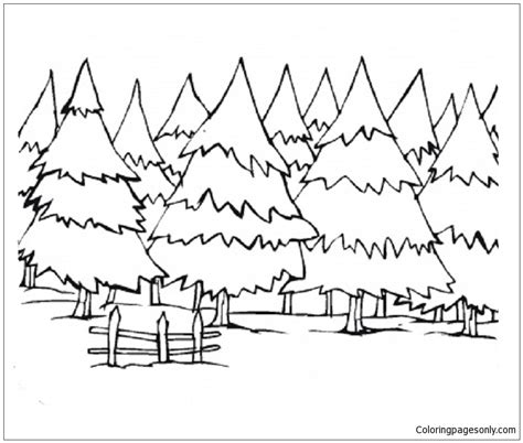 winter scenery coloring pages