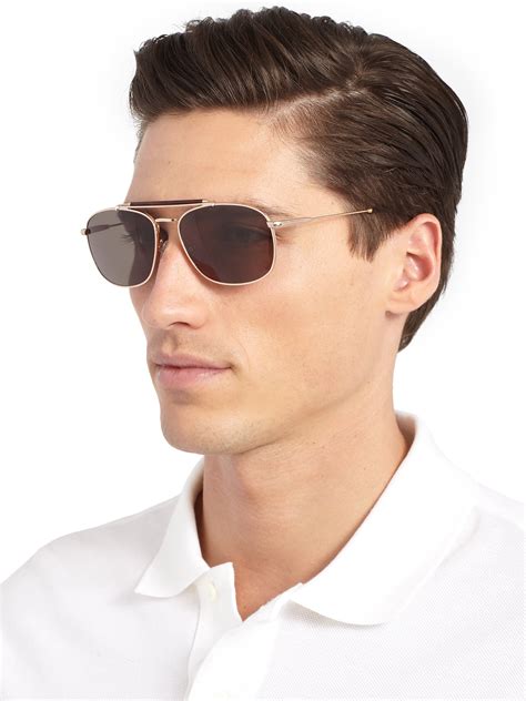 lyst tom ford marlon metal aviator sunglasses in metallic for men