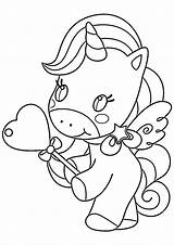 Unicorn Coloring Pages Heart Printable Valentine Kids Present Choose Board Cartoon sketch template