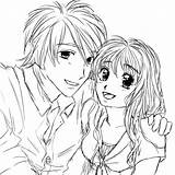 Anime Coloring Pages Couple Kissing Drawing Sketch Emo Color Couples Cute Drawings Cuddling Manga Print Template Printable Deviantart Fresh Getcolorings sketch template