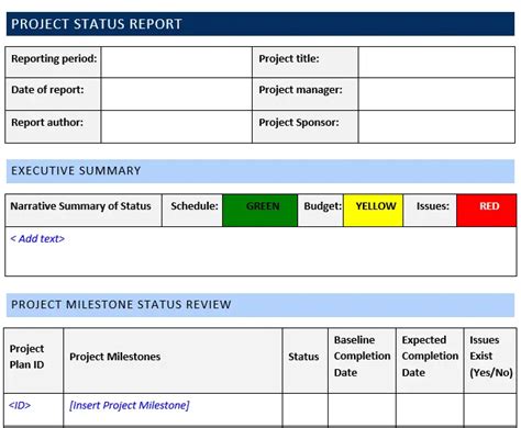 weekly status report template excel   printable templates