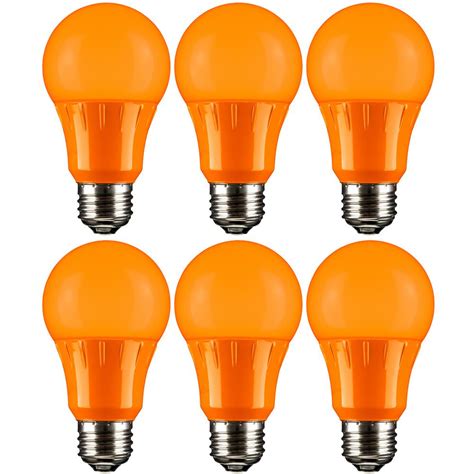 sunlite  watt equivalent  led orange light bulbs medium  base  orange  pack hd