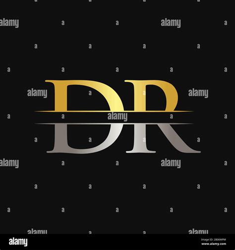 initial dr letter logo design vector  gold  silver color dr