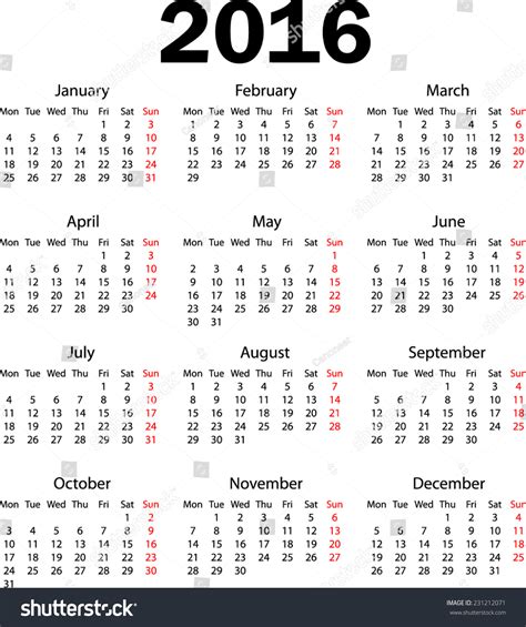calendar  starting monday stock vector  shutterstock