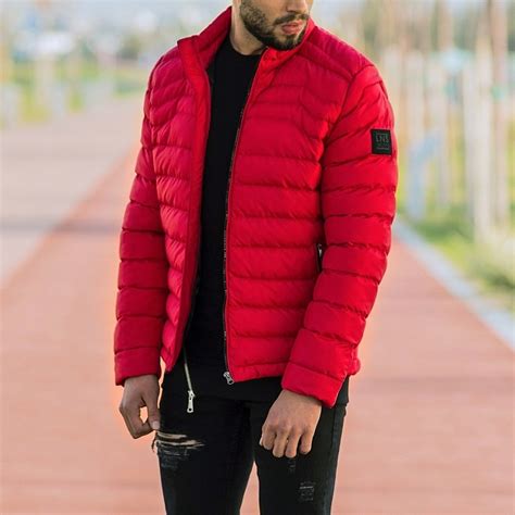 mens puffer jacket  red