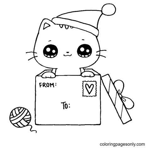 kitten  christmas coloring page  printable coloring pages