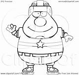 Hockey Chubby Waving Player Man Clipart Cartoon Thoman Cory Outlined Coloring Vector 2021 sketch template