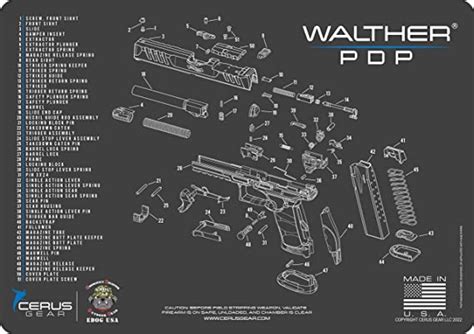 amazoncom pdp gun cleaning mat schematic exploded view diagram compatible  walther
