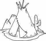 Coloring Pages Native American Tipi Teepee Printable Cactus Color Indian Wild West Cowboy Indians Sheets Kids Pottery Mandalas Supercoloring Cowboys sketch template