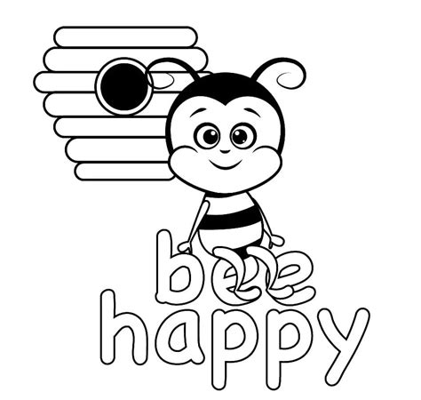 bee happy coloring page  print  color