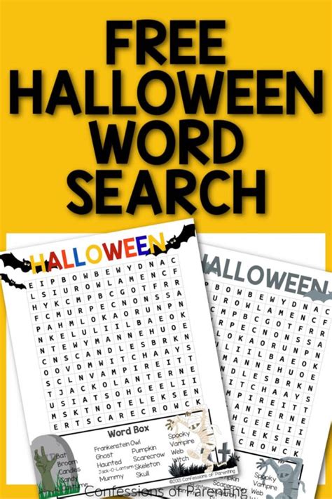 halloween word search printable confessions  parenting games