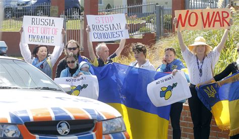 protest action outside russian embassy nz