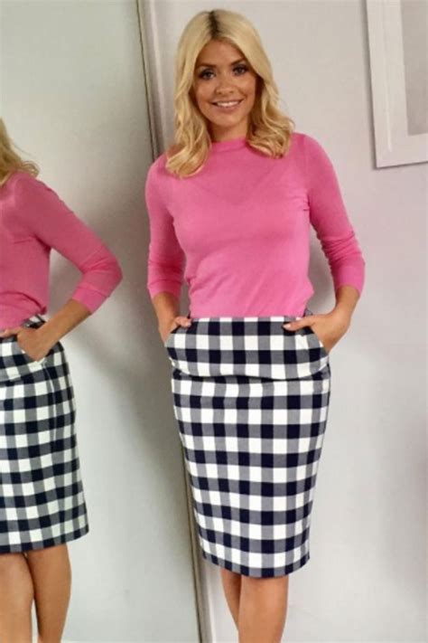 holly willoughby wears hot pink and gingham on this