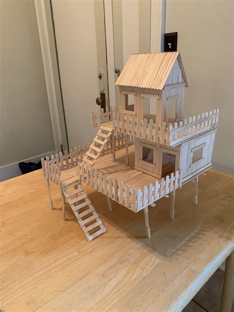 diy popsicle stick house   finished buildinghttpsiftttifcrc popsicle stick houses