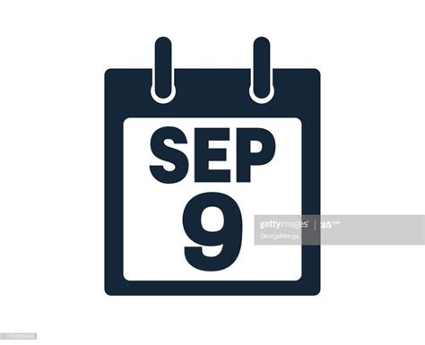 september ninth calendar date icon stock vector illustration calendar