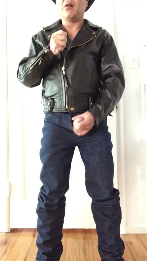 Jerking Off Leather Jacket Jeans Jerk