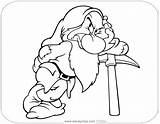 Grumpy Dwarfs Seven Disney Dopey Disneyclips Leaning Pickaxe Dwarf sketch template