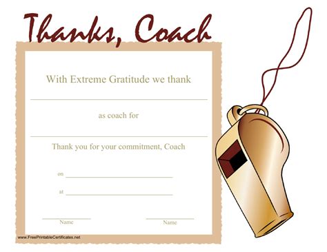 coach   certificate template  printable