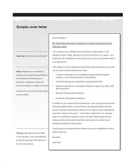free 6 sample administrative assistant cover letter templates in ms
