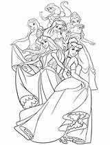 Coloring Disney Princesses Together Pages Childhood sketch template