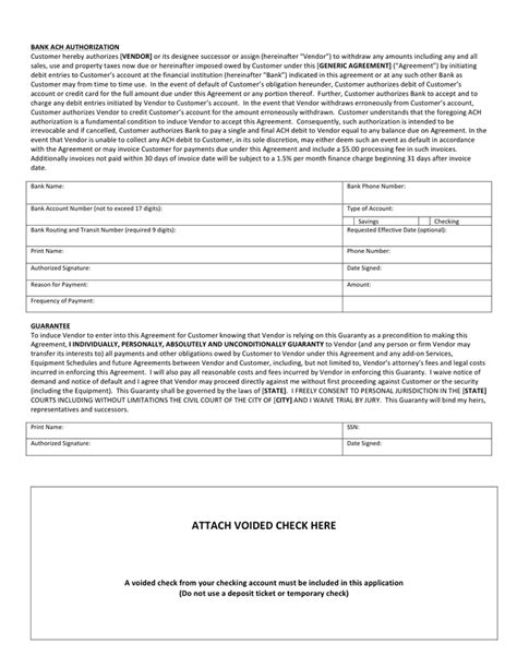 vendor ach authorization form template word