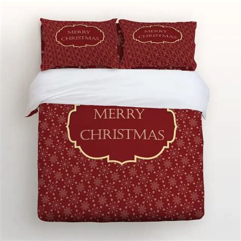 christmas  piece bed sheets set christmas snowflake background merry