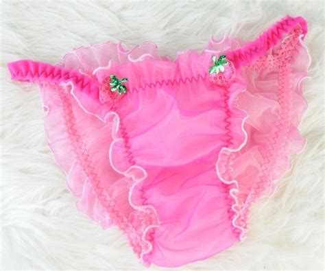 handmade sissy sheer pink nylon ruffled mens frilly bikini