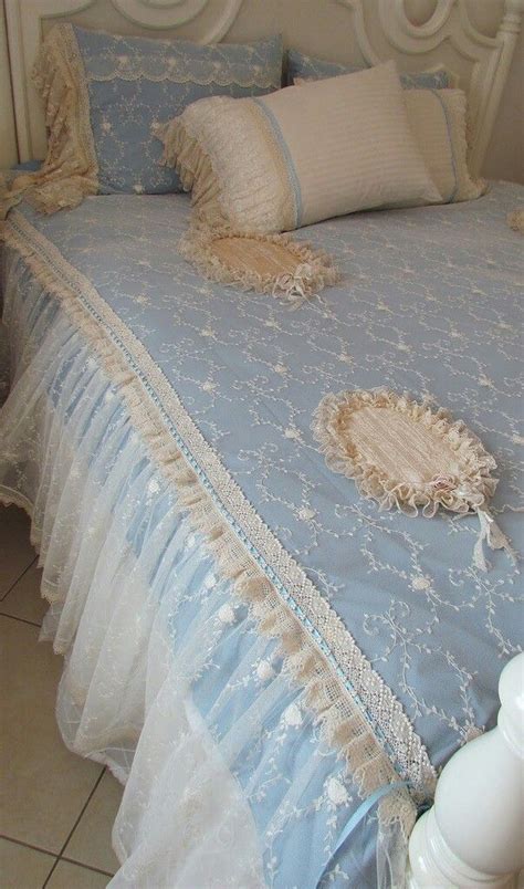 Pin By Claire Reling On Blue Cottage Lace Bedding Bed Covers Bed