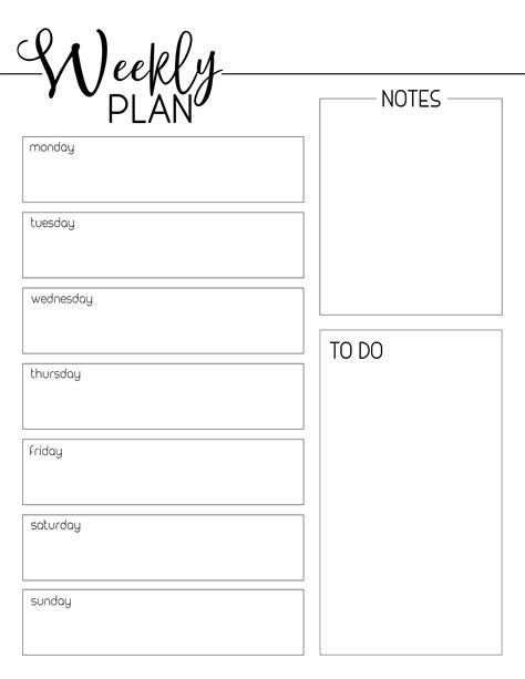 weekly planner template  printable paper trail design