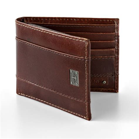 dockers leather traveler wallet mens brown leather wallet front