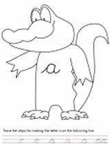 Coloring Pages Alphabet Alligator Crocodile Script Letter Lower Case Magic Ws sketch template