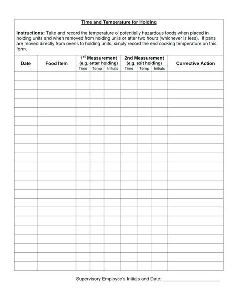 printable hot food temperature log sheet
