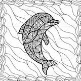 Zentangle Delphin Dolphin Stylized Isolerad Stiliserad Lokalisiert Stilisierter Farbton Abbildung sketch template