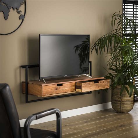 meuble tv suspendu en bois  metal melbourne meubles tv pier import