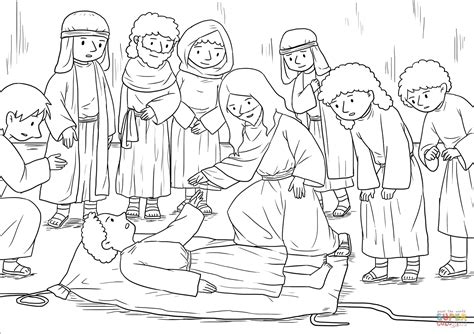 jesus forgives  heals  paralyzed man mark   coloring page
