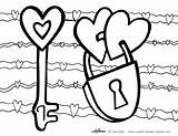 Coloring Pages Valentine Valentines Cut Printable Key Color Printables Pdf Paste Monster Print House School Sunday Adults Hearts Adult Cupid sketch template