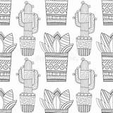 Succulents Cacti Ornamental sketch template
