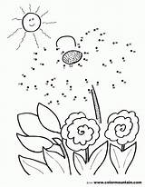 Dot Flower Coloring Pages Color Dots Spring Flowers Clipart Summer Activity Activities Popular Library Coloringhome sketch template
